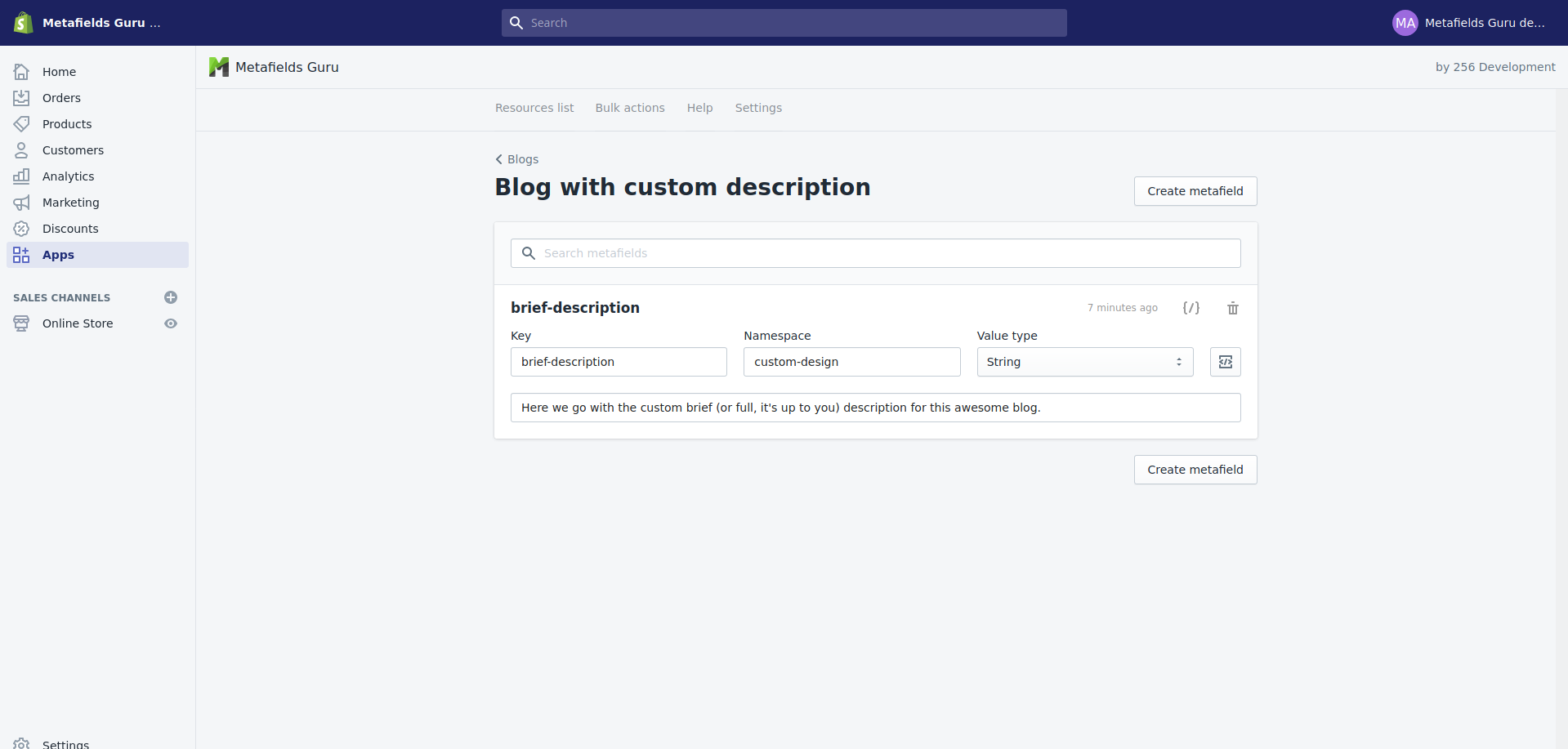 custom description